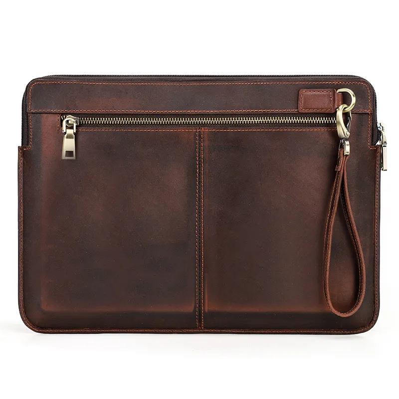 New Protective Case Crazy Horse Leather Notebook Computer Liner Bag - Coffee