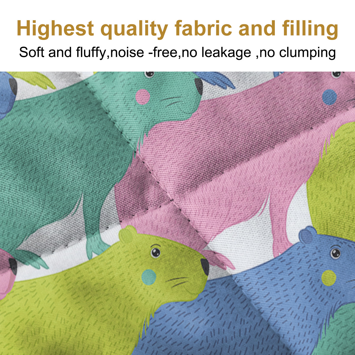Capybara Pattern Quilt Set Microfiber Soft Lightweight Colorful Design Bedding Set, 1 Quilt With 2 Pillowcases