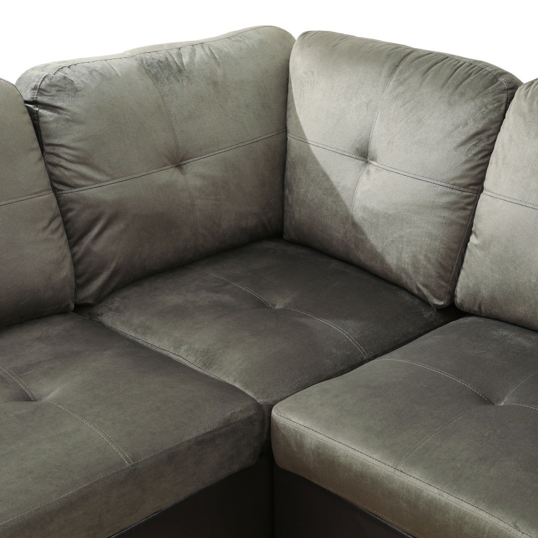 Taupe Flannel And PVC 3-Piece Couch Living Room Sofa Set