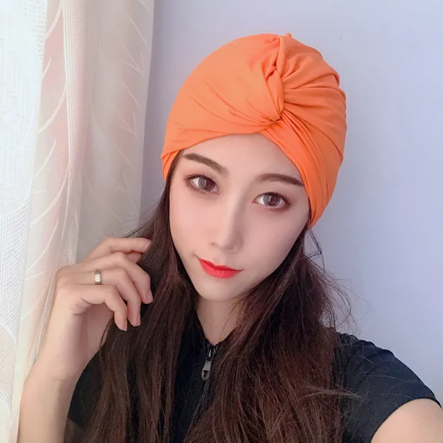 Ladies Ins Solid Color Comfortable Swimming Hat For Hot Springs Orange - Shop at LoveMi