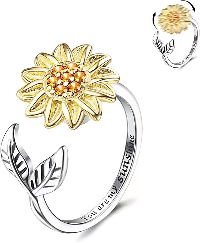 Adjustable Lettering Relieves Anxiety Rotating Ring — foto 5