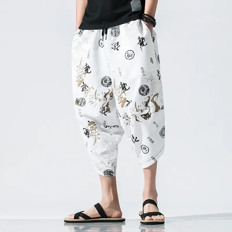 Summer Chinese Style Cotton And Linen Printing Large Size