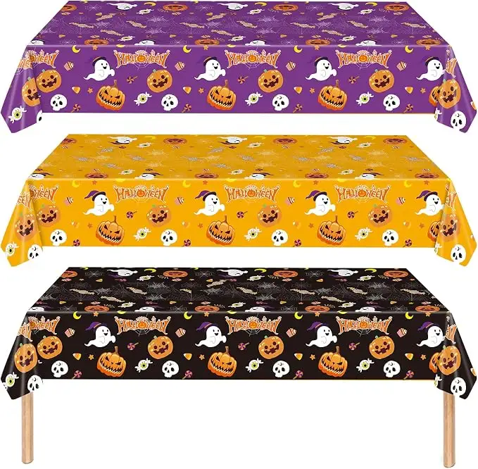 3 Pack Halloween Disposable Plastic Tablecloths 54