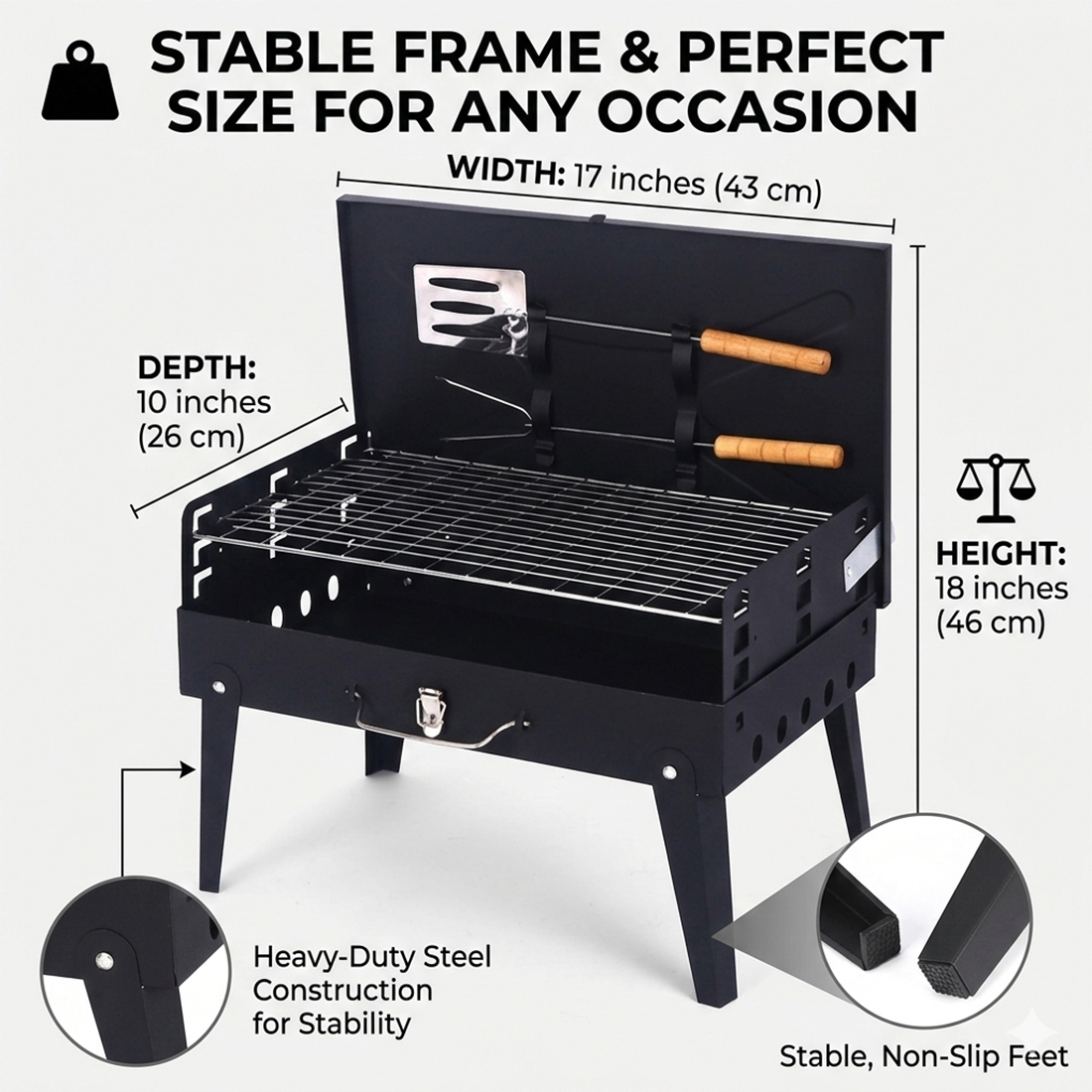 Portable Folding Charcoal BBQ Barbecue Camping Grill Travel Picnic Outdoor UK — foto 2