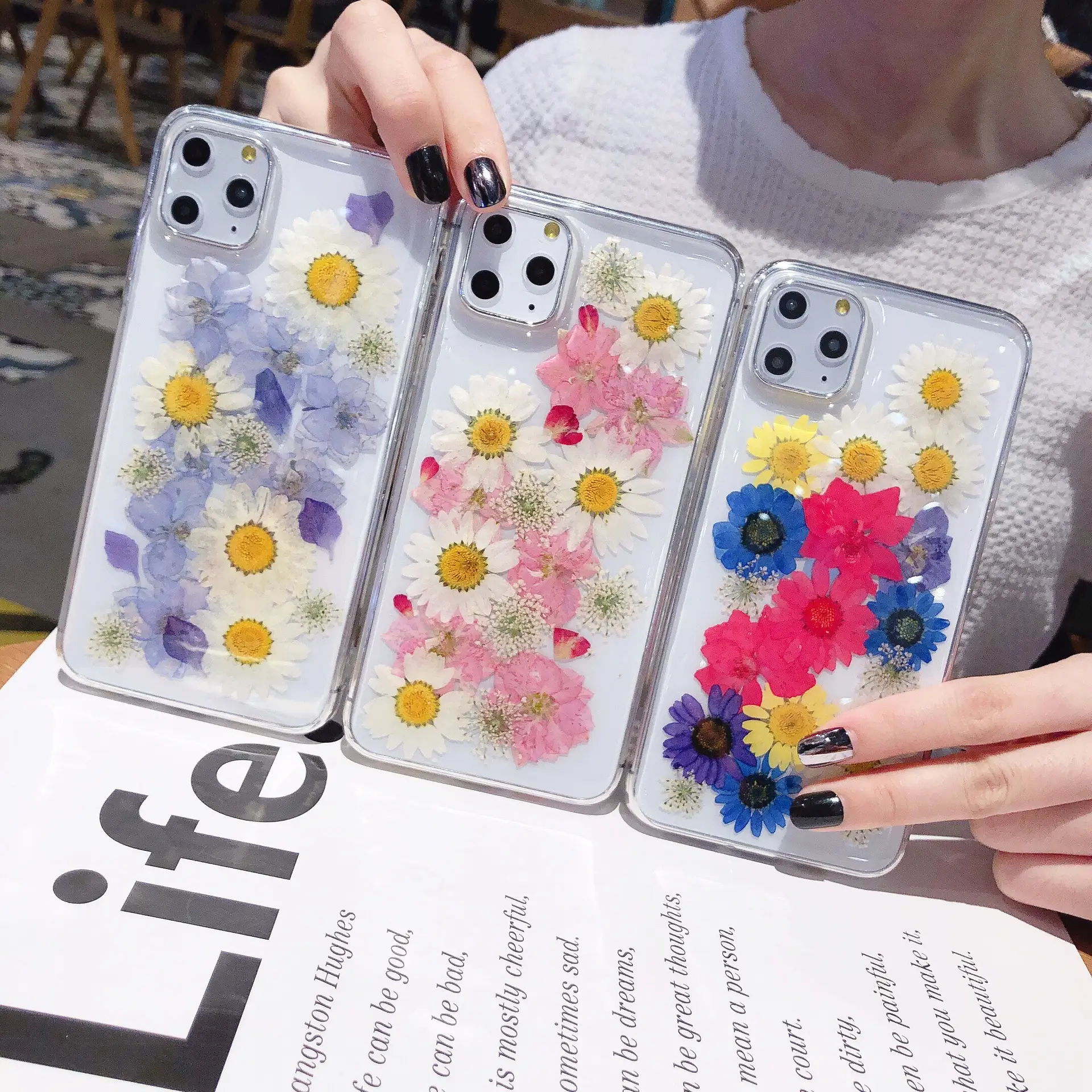 Epoxy Glitter Real Flower Protective Cover