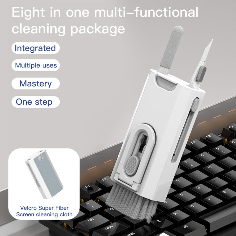 8 In 1 Multifunctional Swipe Clean Dust Keyboard Phone Screen Lens Earbuds Sponge Cleaning Brush Kit Set 4