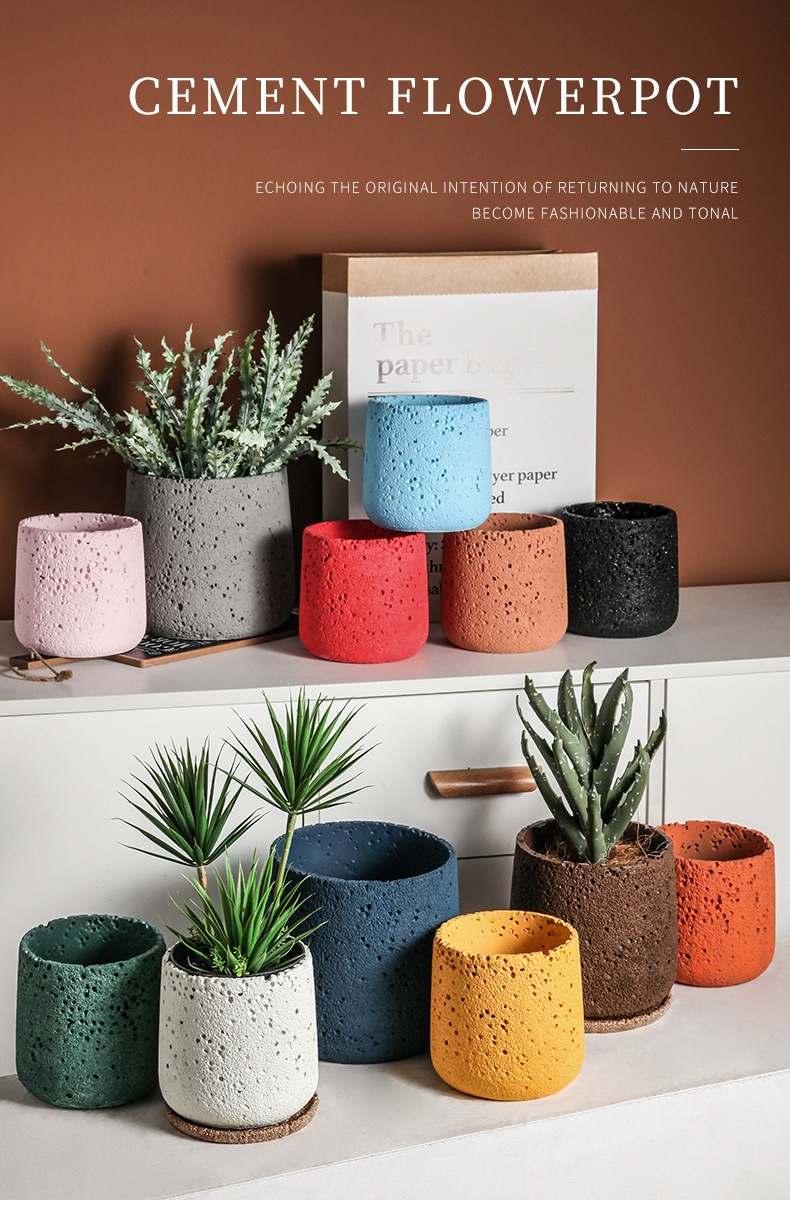 Title 9, Nordic Cement Flowerpot Creative Volcanic Rock ...