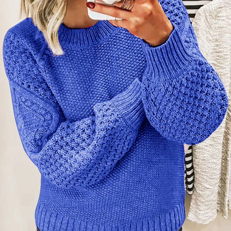 All Match Solid Color Thick Warm Sweater - Dark Blue