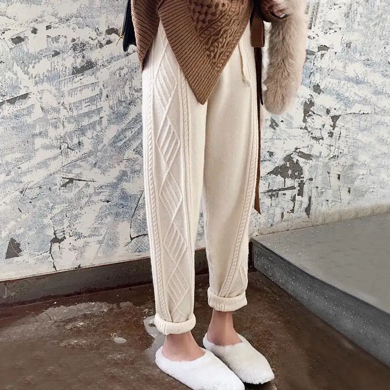 Loose And Versatile High-waisted Thick Twist Woolen Radish Pants