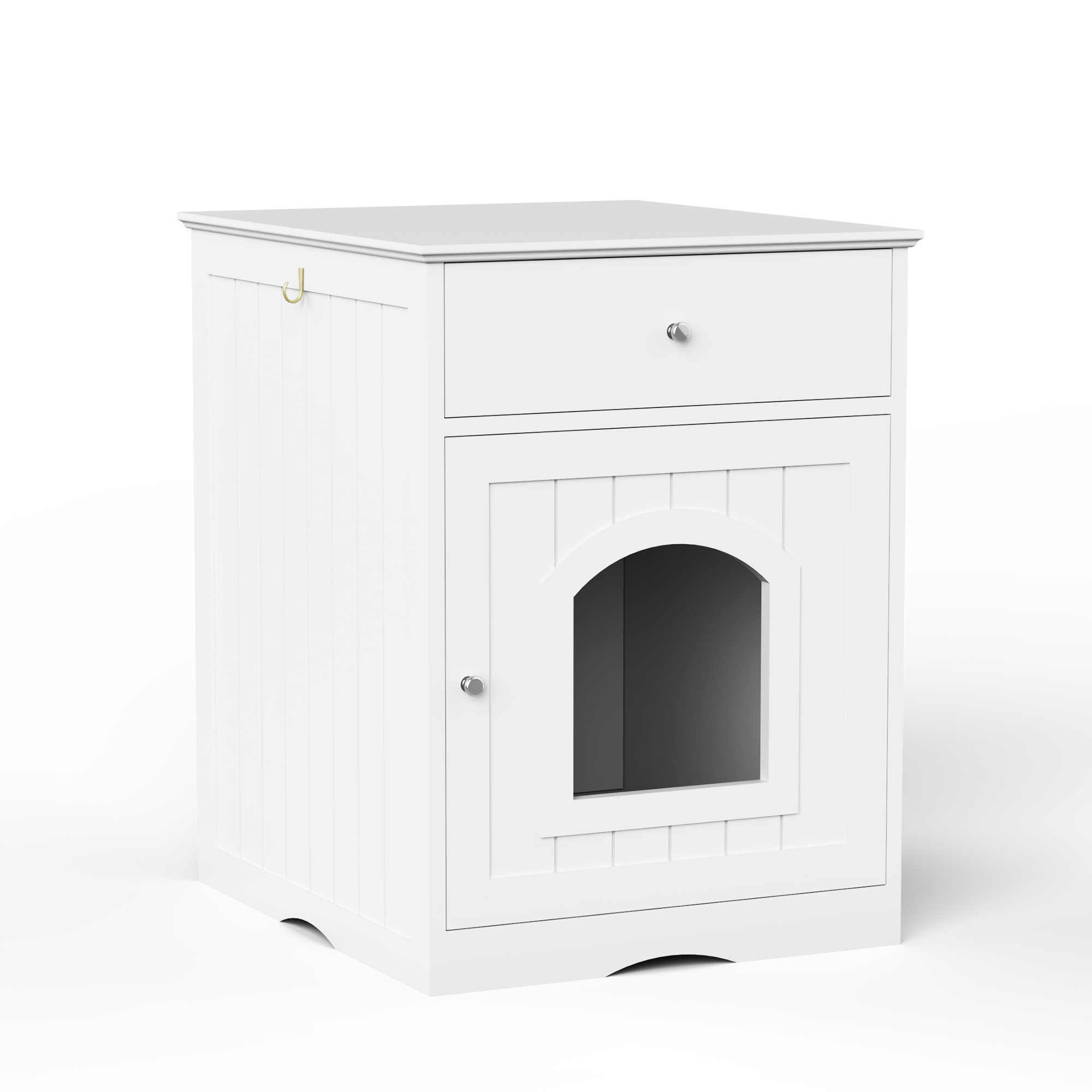 Wooden Pet House Litter Box Fence With Drawers White - Shop at LoveMi