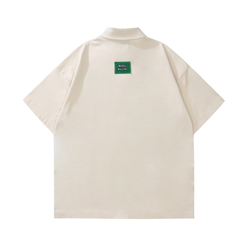 National Fashion Personality Patch Letter Embroidered Casual Short-sleeved Shirt