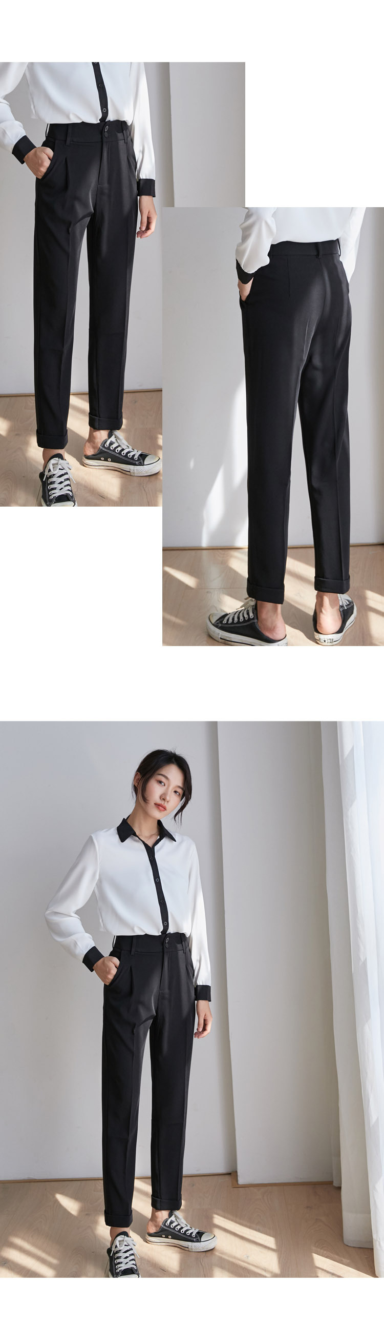 Women's Straight Loose Nine-point Drape Cigarette Trousers