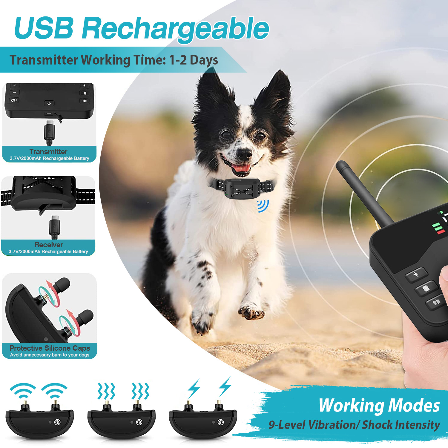 2 In 1 Wireless Electric Dog Fence Waterproof Pet Shock Boundary Containment System Electric Training Collar With 2 Receiver Collars For Small Medium Large Dogs