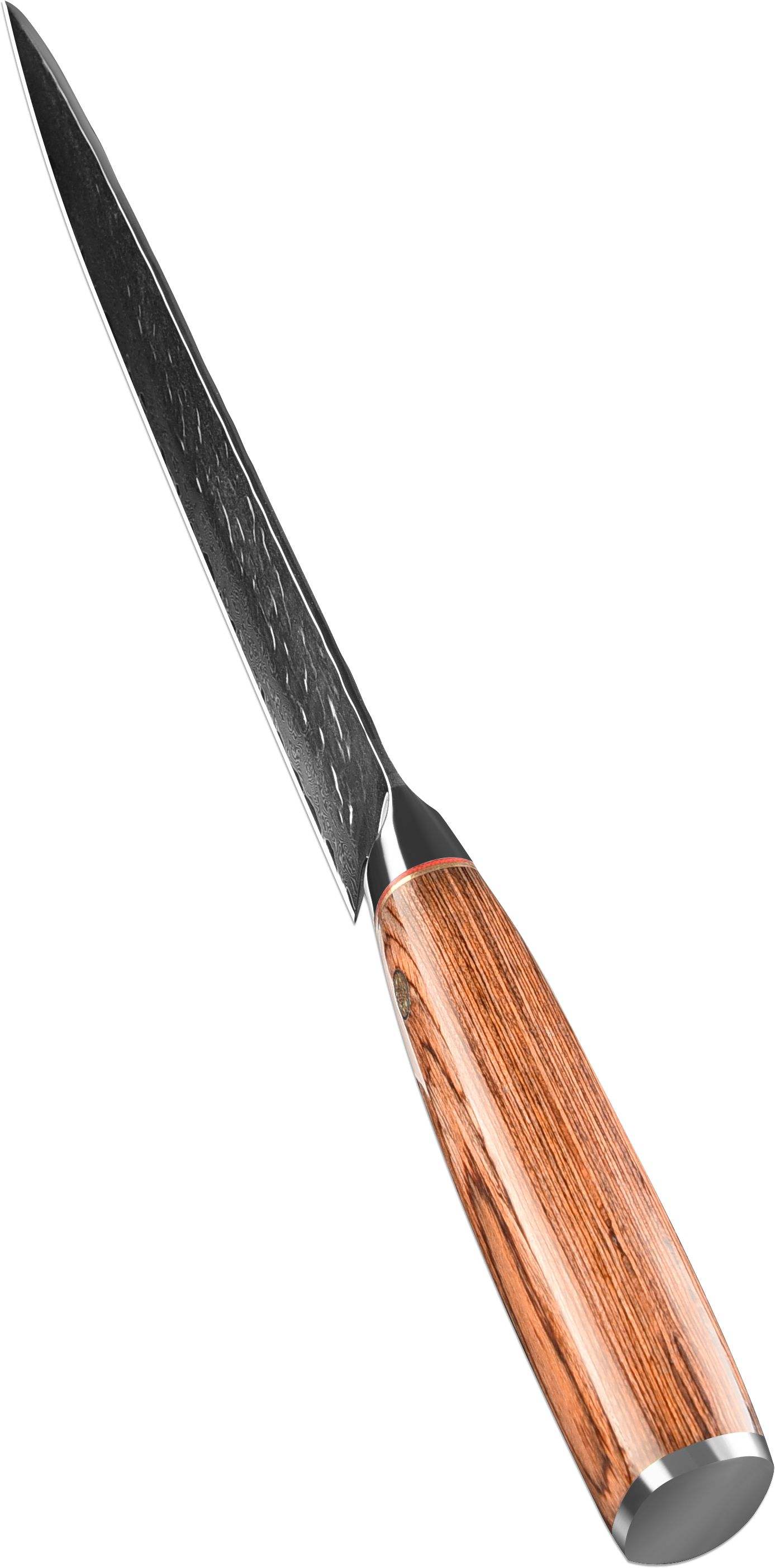 سكين تقطيع مطبخ من فولاذ دمشق مع مقبض خشبي