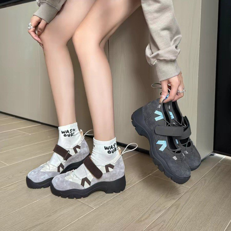 Niche Platform Ballet Sneakers Women Summer Inner Height Increasing All-match Fashion Casual Mary Jane Shoes