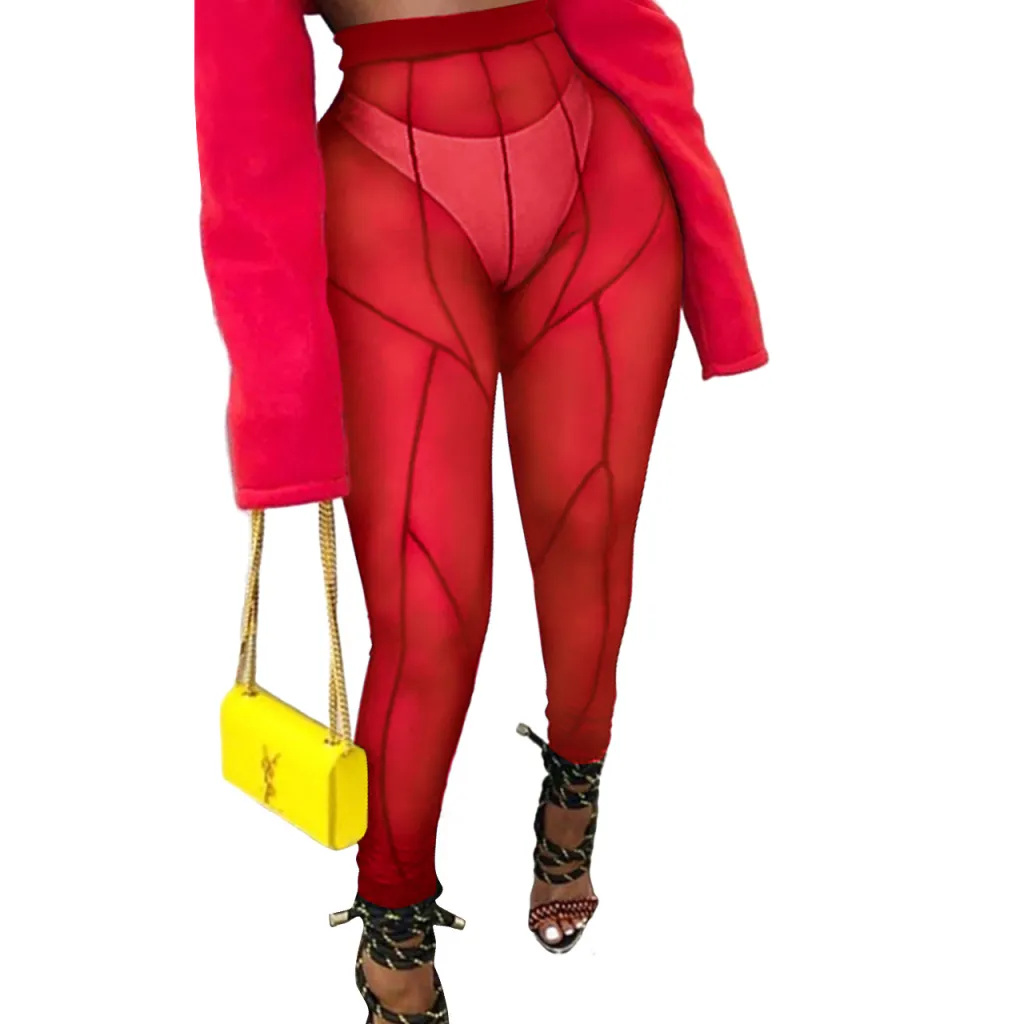 Mesh Perspective Hip Lift Casual Multicolor Trousers - Multicolor