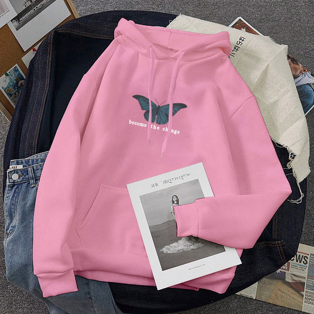 Title 7, Butterfly Print Long-Sleeved Plus Velvet Sweats...