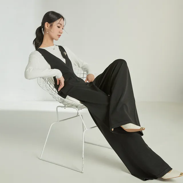 Sleeveless High Waist Strap Casual Knit Jumpsuit Autumn Black - Shop at LoveMi
