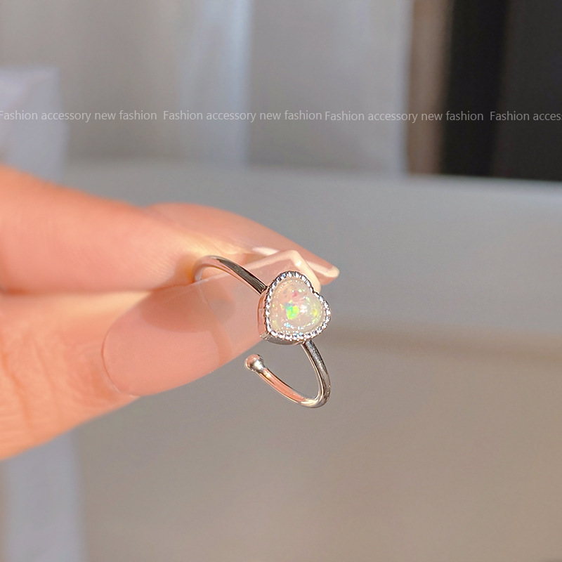 1PCS Ins Style Silver Zircon Ring For Women, Light Luxury Minimalist Design, Adjustable Open Band, Versatile Elegant Jewelry