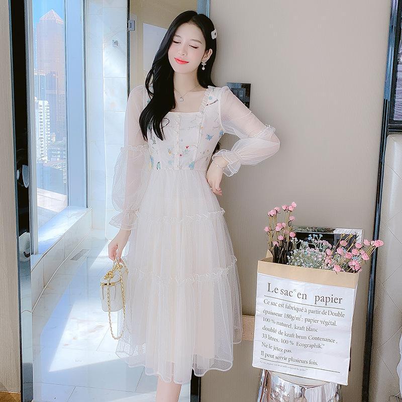 Women's Medium Length Mesh Embroidered Dress — image 1