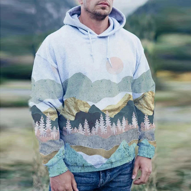 Title 6, Pullover-hoodie met lange mouwen en landschapsp...