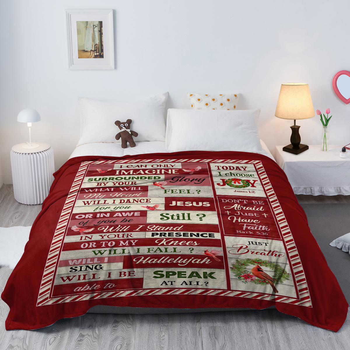 Christmas Cardinal Blanket Gifts For Girls Boys Red Bird Throw Blankets Soft Warm Fuzzy Cozy Fleece Flannel Plush Stuff For Kids Men Women Bed Couch Decor