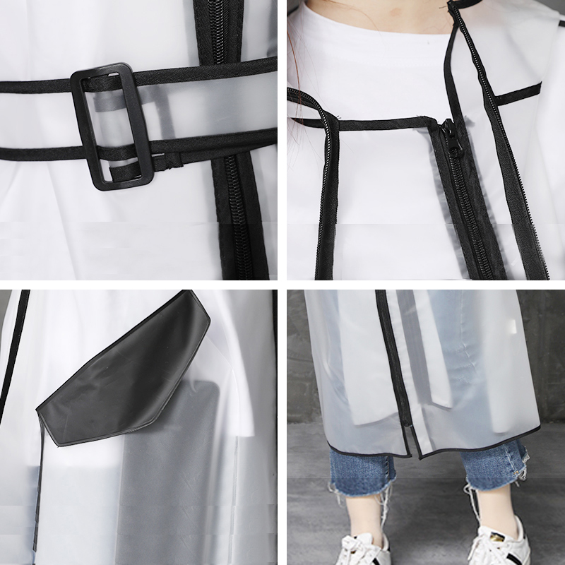 Belt Double Zip Raincoat Long