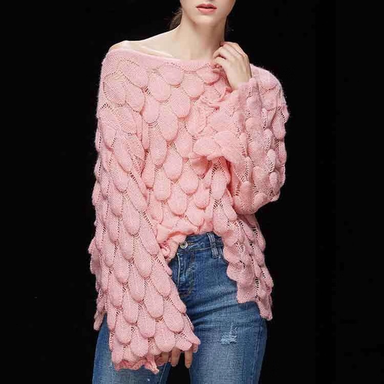 Title 10, Knit Flared Sleeve Leaf Sweater