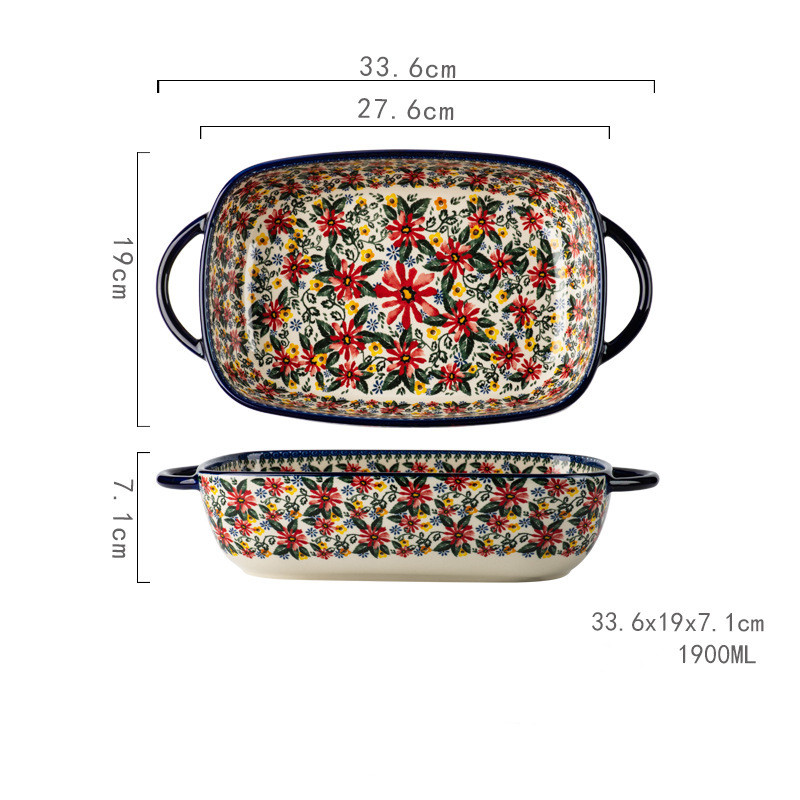 Ceramic Tableware Household Rectangular Dinner Plate Small Daisy - Shop at LoveMi