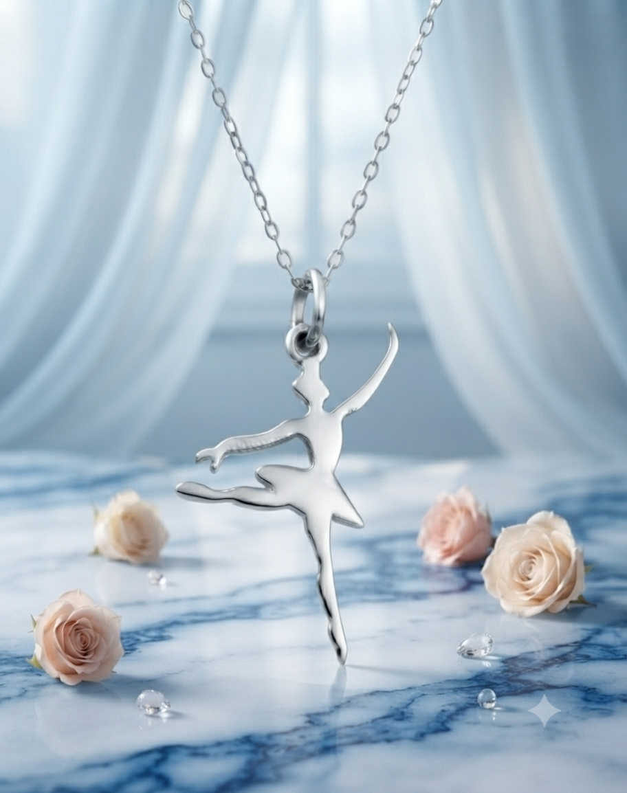 Custom Ballet Dancer Necklace 24K Gold Plated Silver Name Pendant — view 3