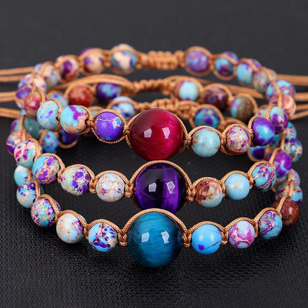 New Handmade Creative Woven Bracelet Color Emperor Stone Tiger