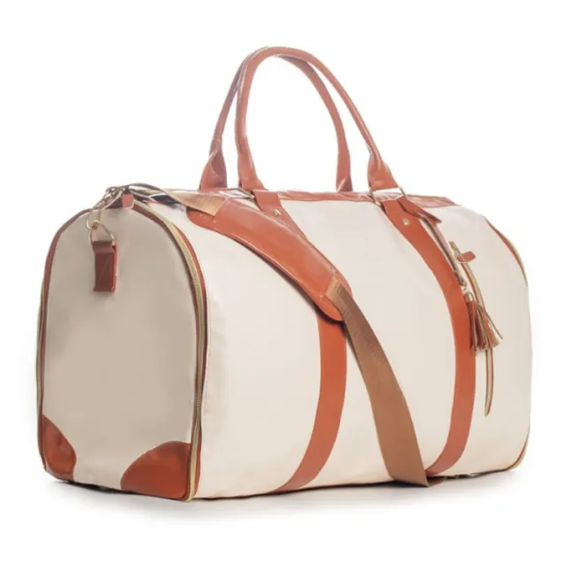 Foldable Women's Travel Convenient Carry on Clothing Bag Large PU Leather Duffel Bag Women's Business Travel Bag White - Shop at LoveMi
