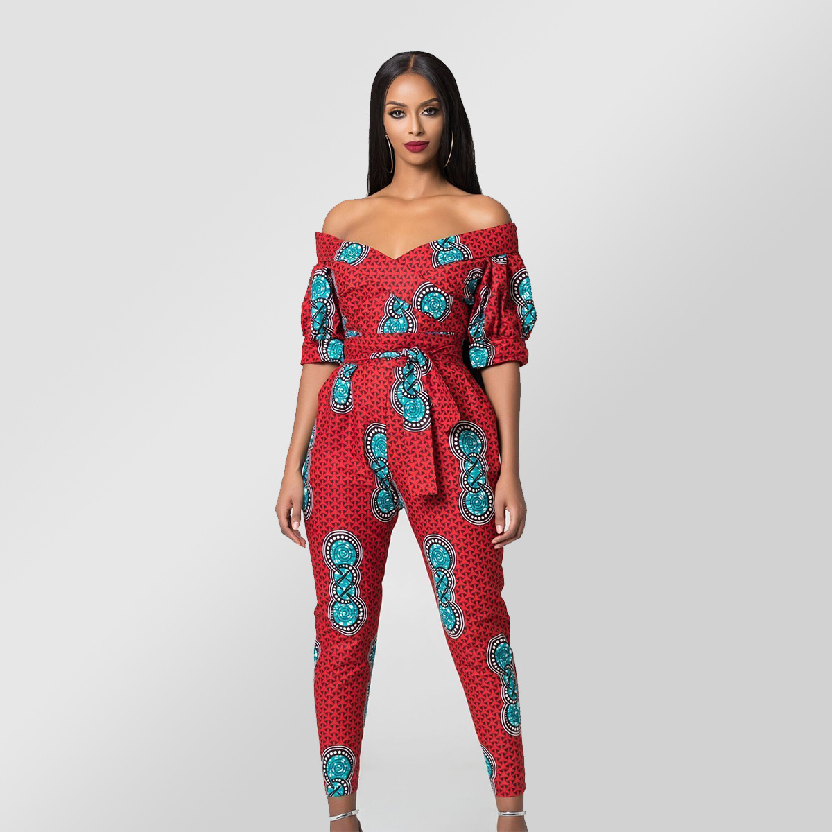 Title 5, Lantern sleeves off-the-shoulder neckline jumpsuit