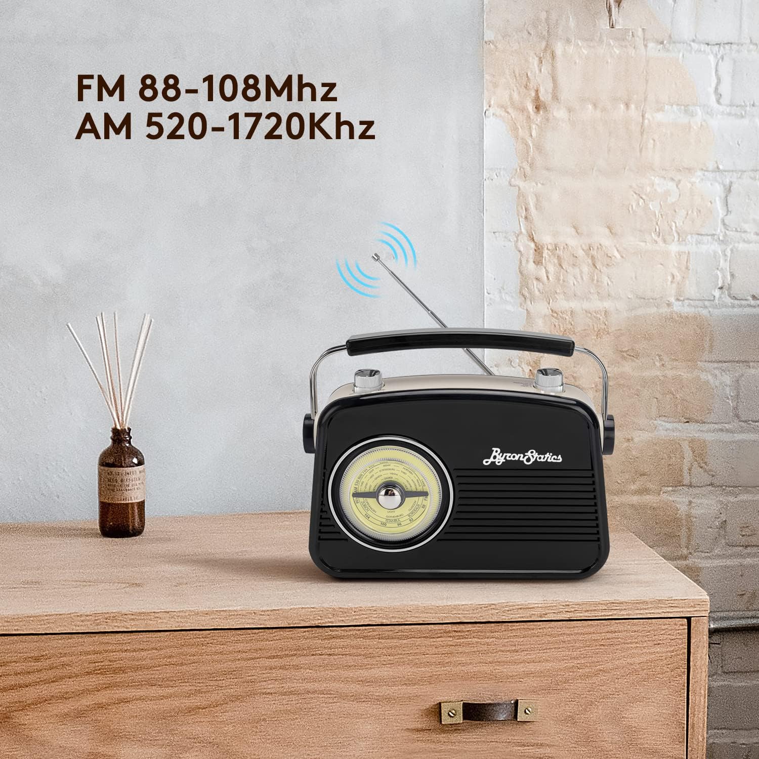 Vintage Black AM FM Radio with Headphone Jack. The Vintage Modern Radio combines vintage exterior design with modern functionality, and the Wenpzeray D-216 radio is also a BT speaker and MP3 music player. Good Radio Reception: The built-in DSP chip allows