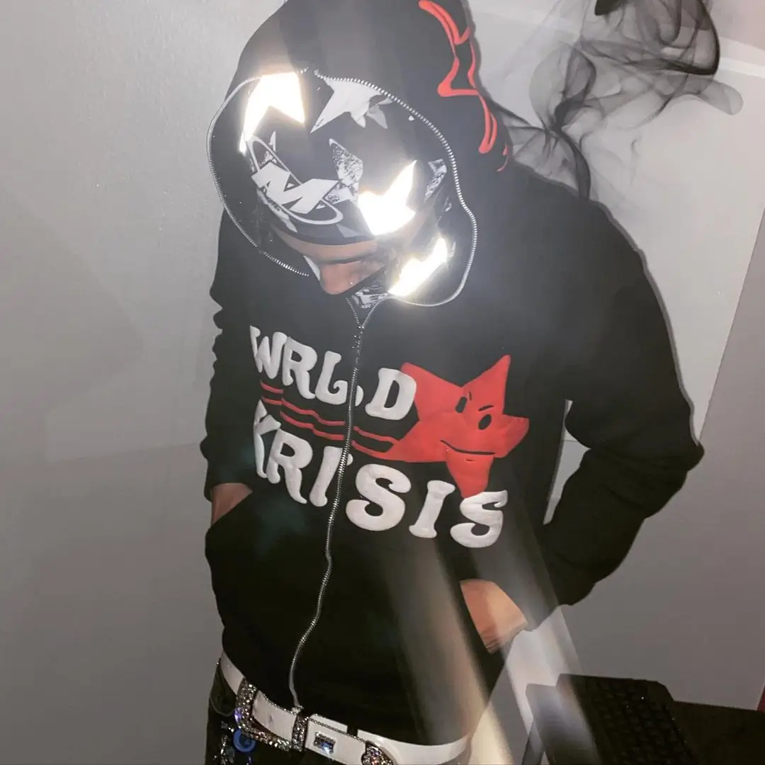 Men's Fashion Star Print Zip Hoodie