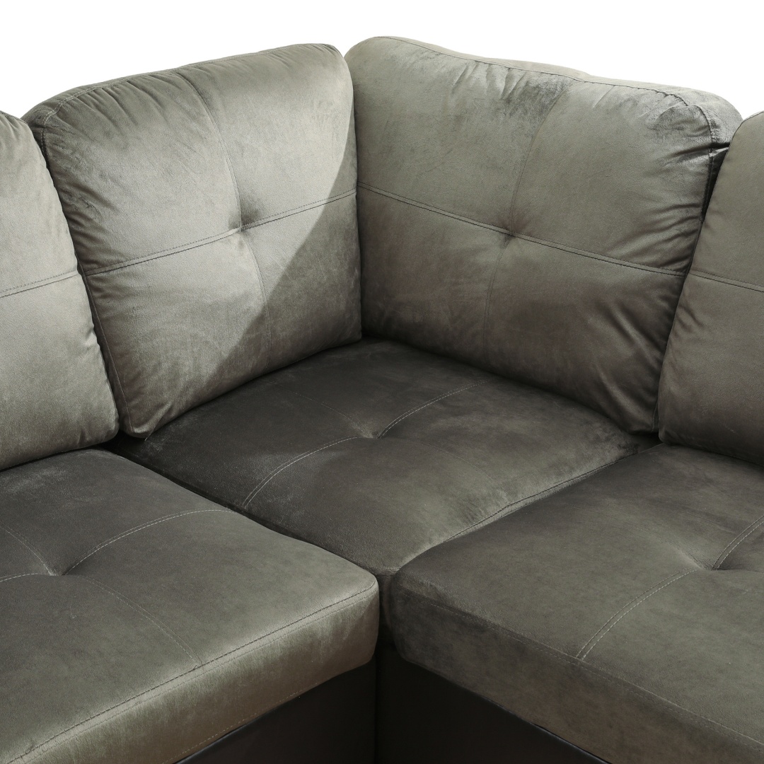 Pickup Only--Taupe Flannel And PVC 3-Piece Couch Living Room Sofa Set