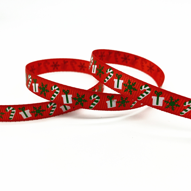 Size 5 10mm Christmas Ribbon Printed Grosgrain Ribbon