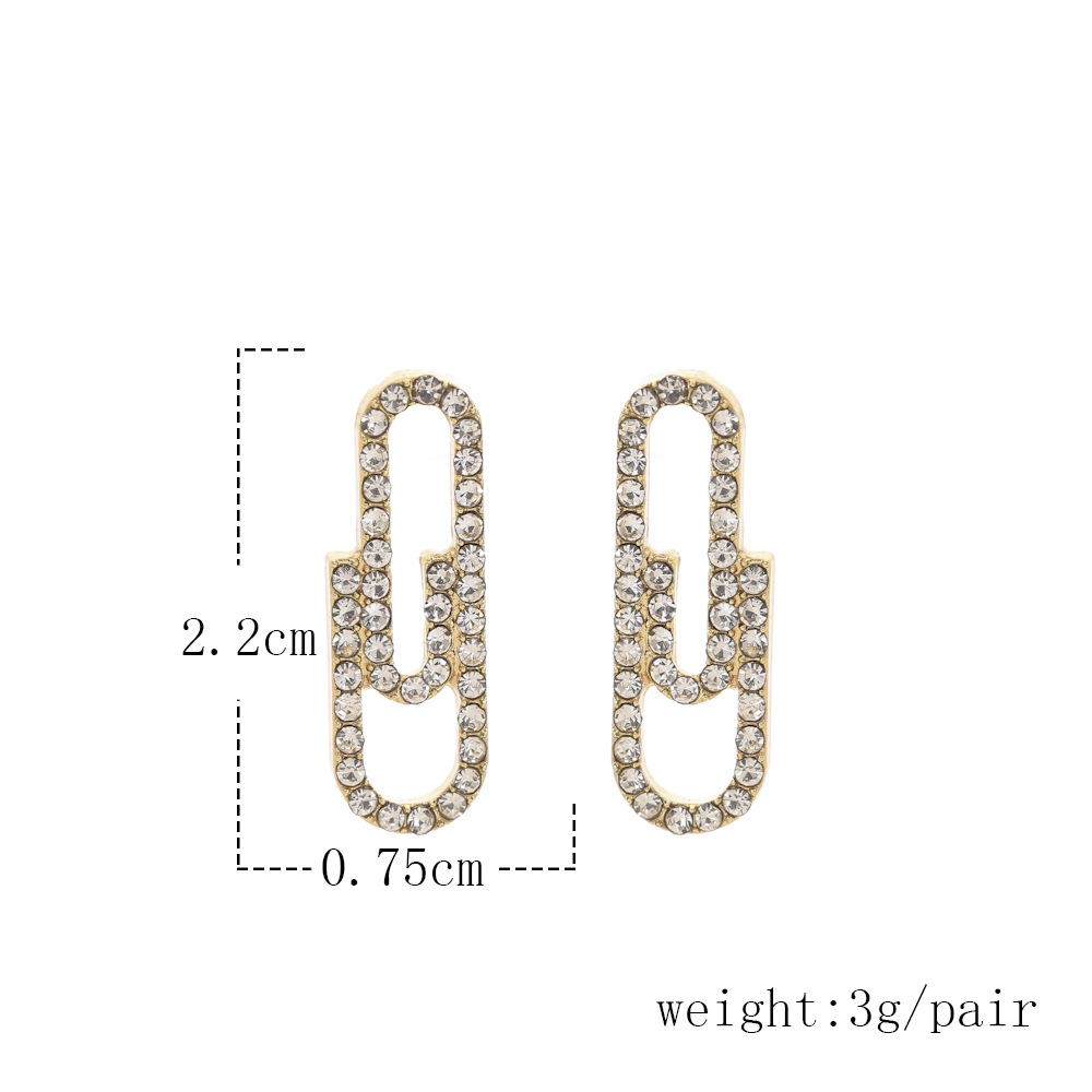 Mini Paperclip Stud Earrings With Diamonds
