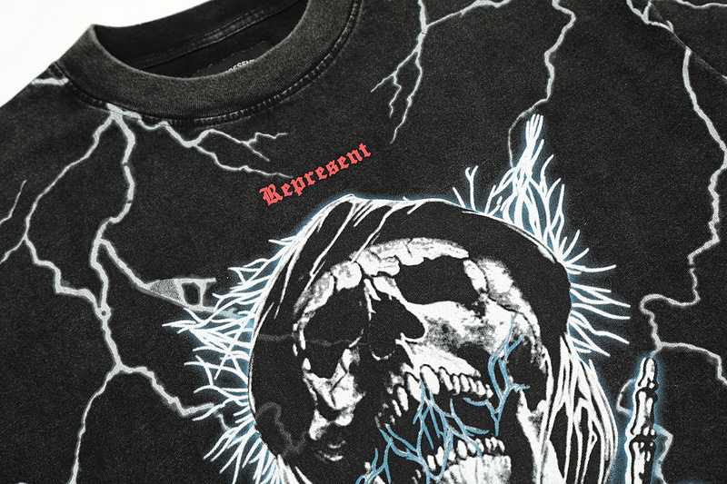 Title 9, T-shirt Lightning Skeleton Wash Water Couple Ti...