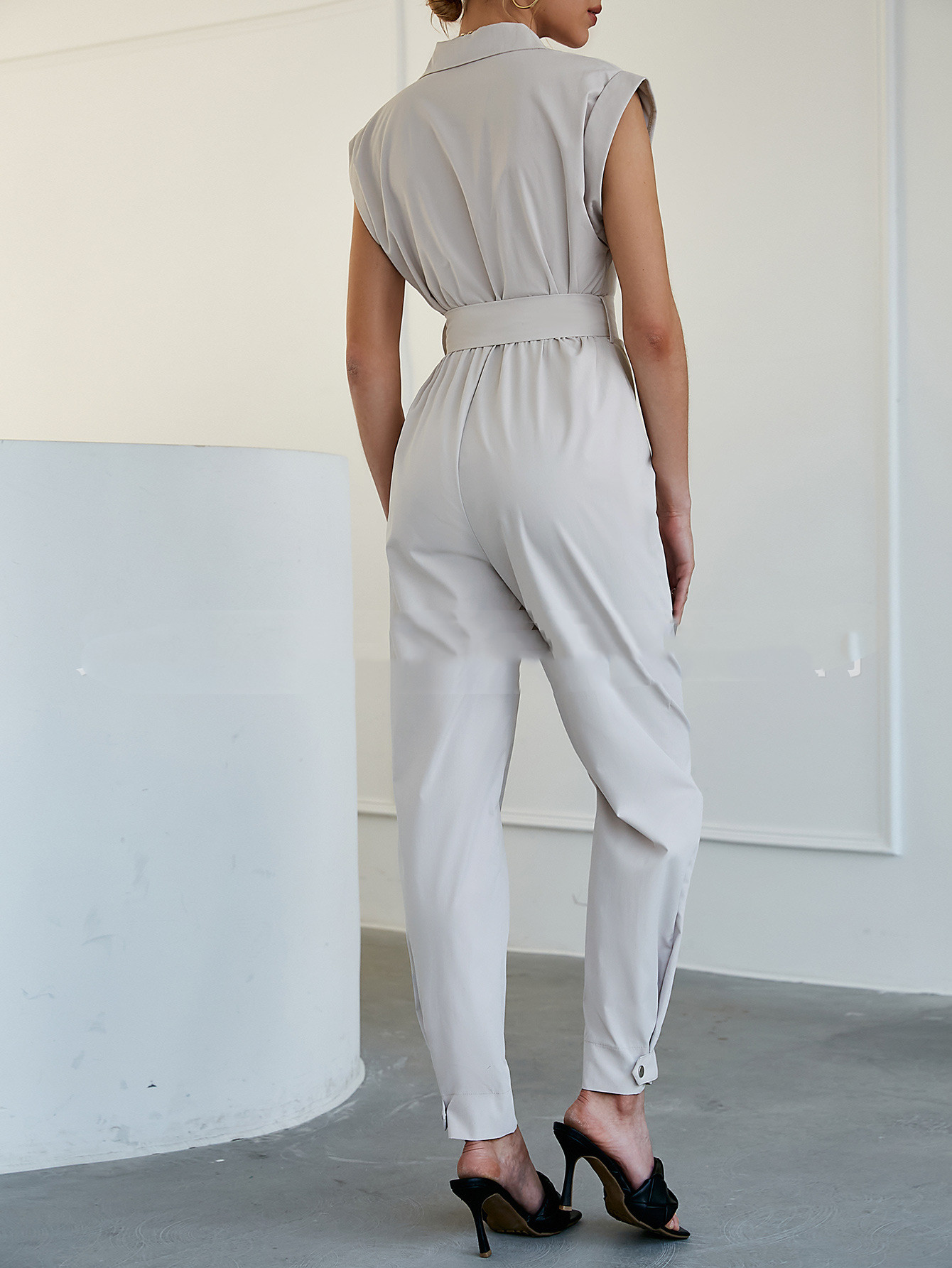 Conjoined Zipper Port Wind Sleeveless Trim Short Sleeves