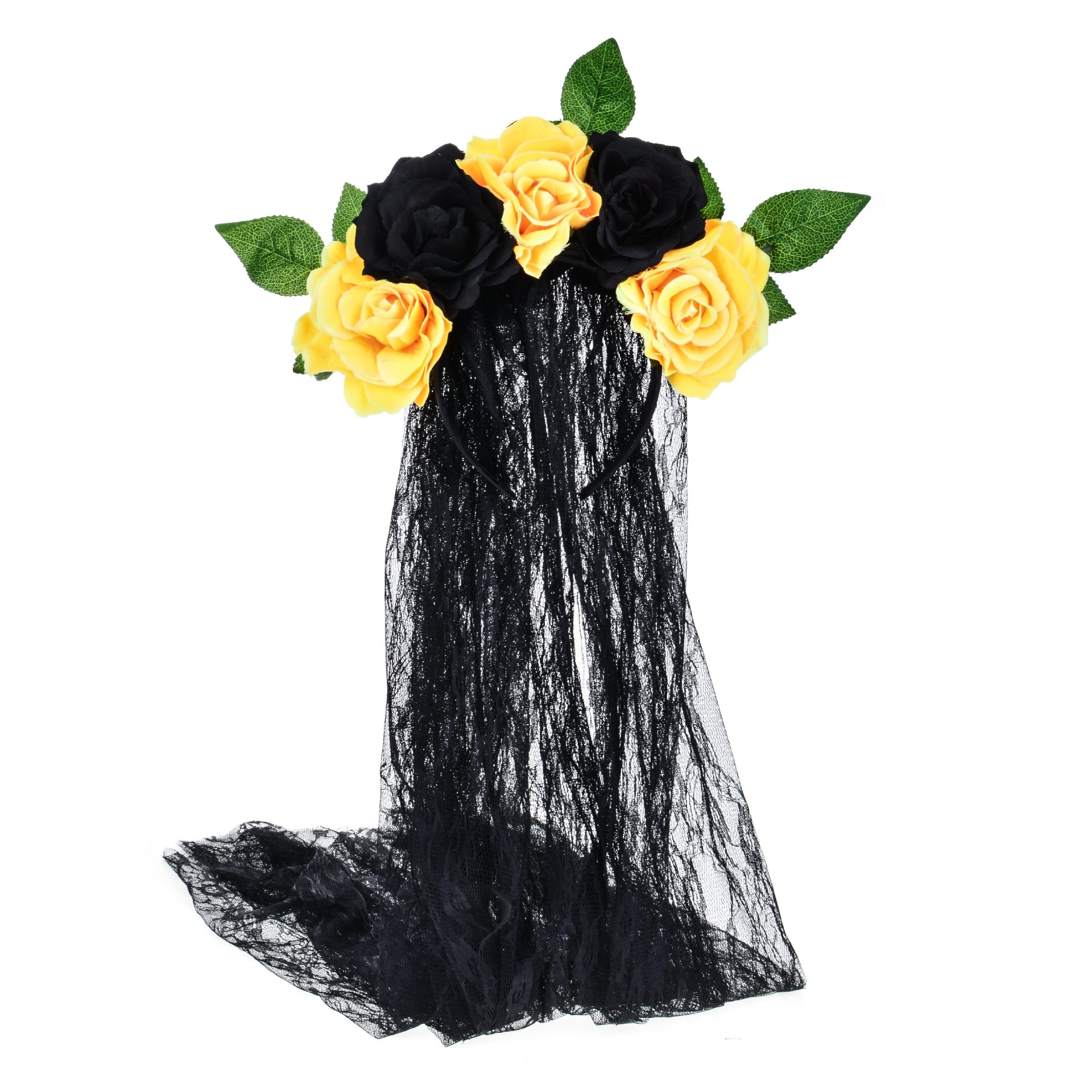 Artificial Rose Flower Headband Lace Veil