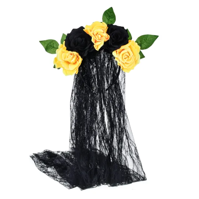 Artificial Rose Flower Headband Lace Veil - Shop at LoveMi