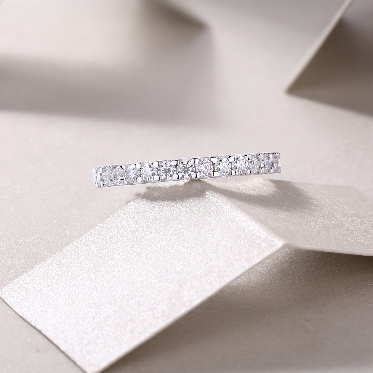 Platinum-Plated Moissanite Eternity Ring, picture 3 of 3