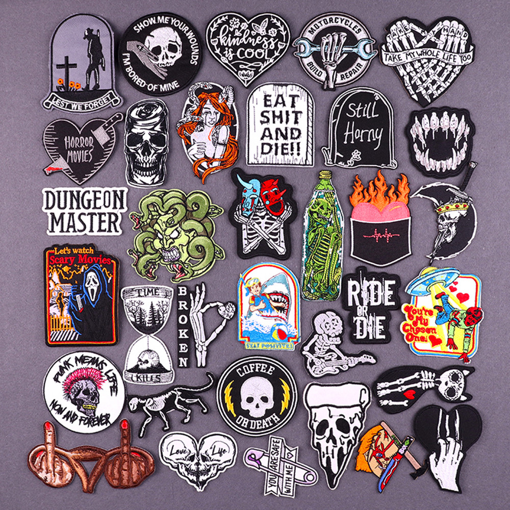 Black Humor Fairy Tale Embroidered Patches For Clothing Ther — image 1