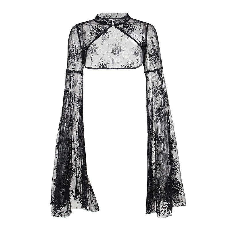 Title 6, Elegant Slim-fit Dark Lace Embossed Long Sleeve...