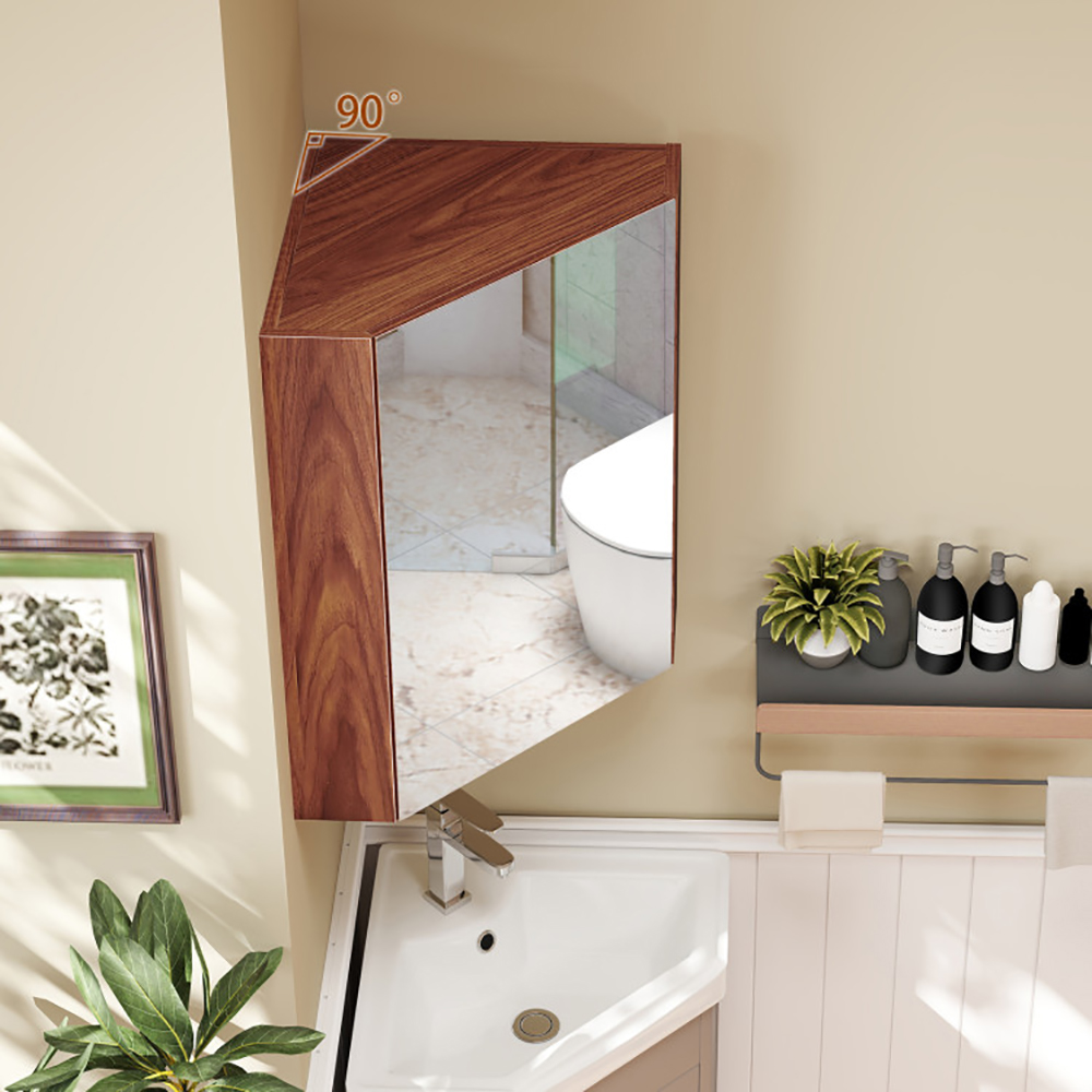 Corner Medicine Cabinet With Mirror With Open Mirror Door And Adjustable Shelf 10