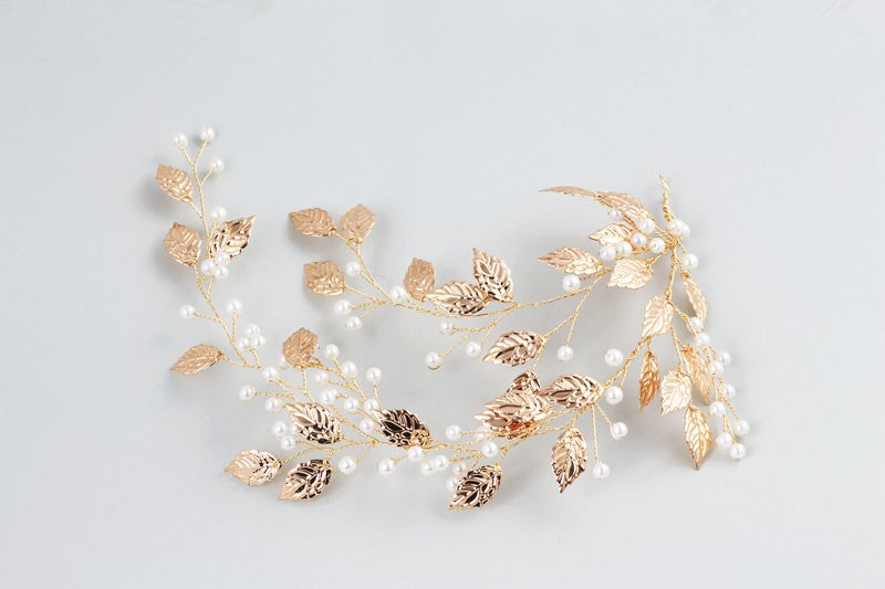 Bridal Headdress Wedding Headband Handmade Wedding Dress Gold - Shop at LoveMi