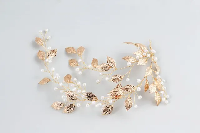 Bridal Headdress Wedding Headband Handmade Wedding Dress Gold - Shop at LoveMi