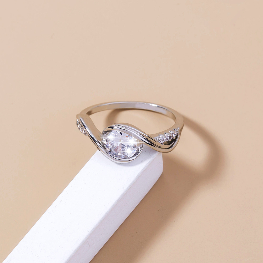 ins cold wind light luxury temperament micro-inlaid zircon ring simple fashion trend all-match copper ring female ring
