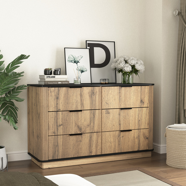 Modern Multi-functional Six-drawer MDF Cabinet,The perfect combination of rounded corners and multifunctional design, with Product Dimensions of 47.2*15.7*29.6 Inches. -23